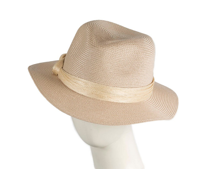 Soft beige unisex braid fedora hat
