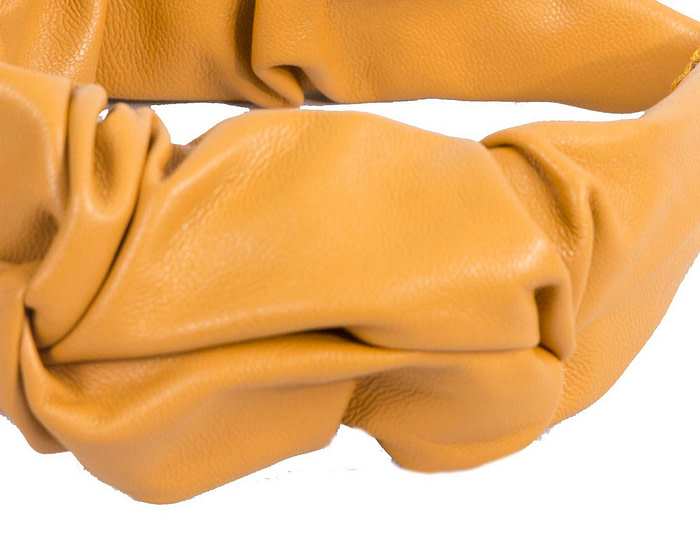 Mustard leather fascinator headband - Image 3