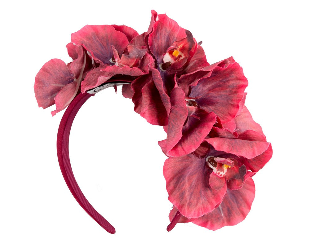 Bespoke wine-colored orchid flower headband by Cupids Millinery - Hats From OZ Bespoke wine-colored orchid flower headband by Cupids Millinery - Image 4