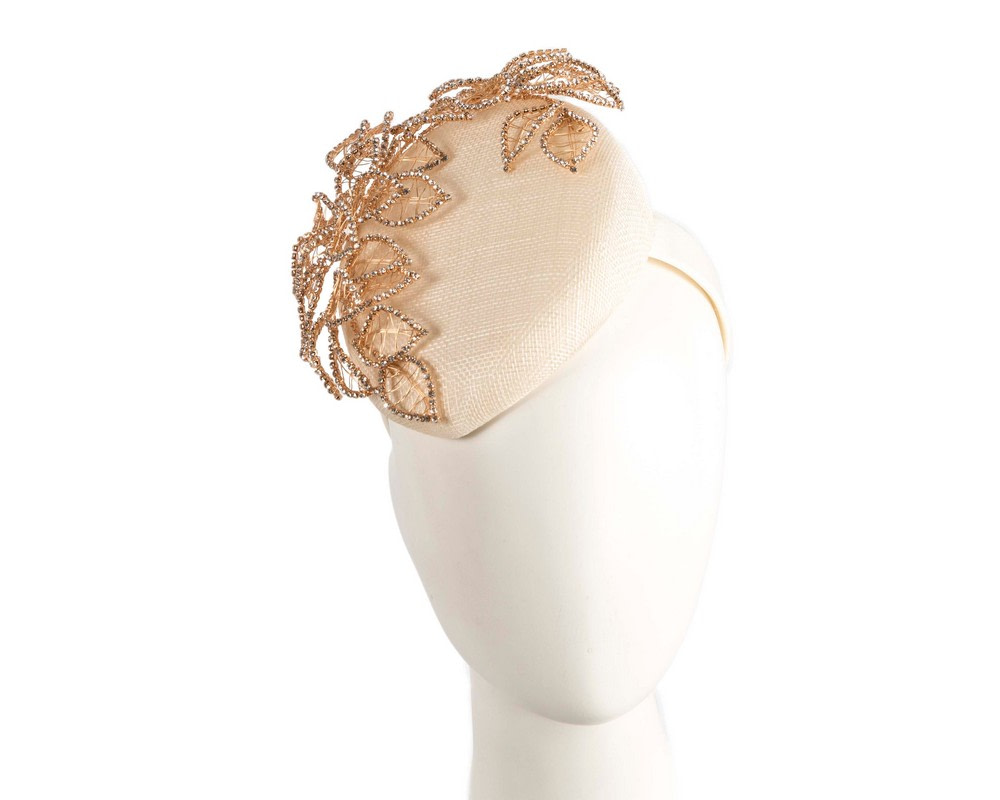 Designer cream and gold pillbox fascinator by Fillies Collection - Hats From OZ