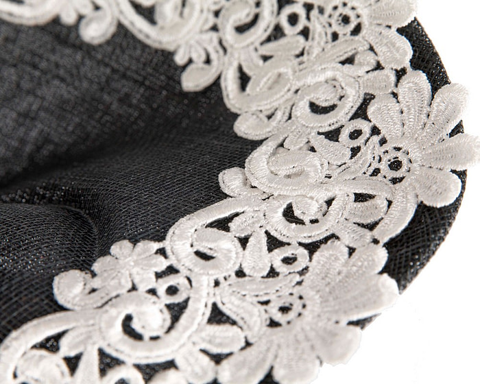 Embroidered Black & Cream Fascinator by Fillies Collection - Image 5