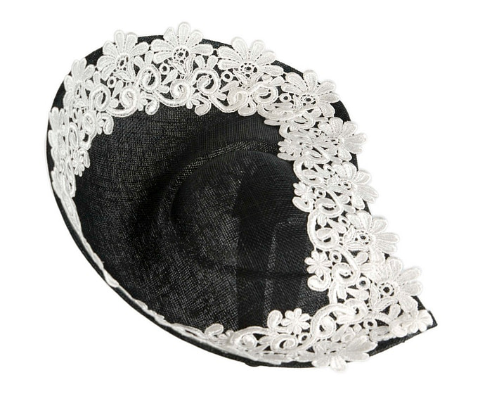 Embroidered Black & Cream Fascinator by Fillies Collection - Image 4