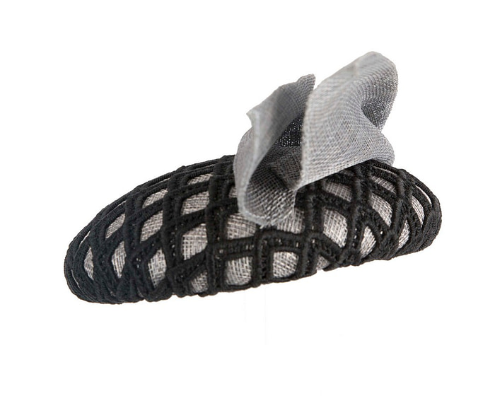 Silver and black pillbox fascinator by BELIEVERA - Image 3