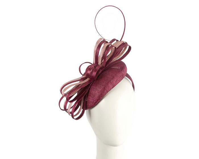 Wine & Pink sinamay pillbox fascinator by Max Alexander