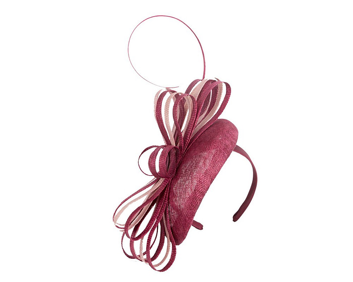 Wine & Pink sinamay pillbox fascinator by Max Alexander - Image 2