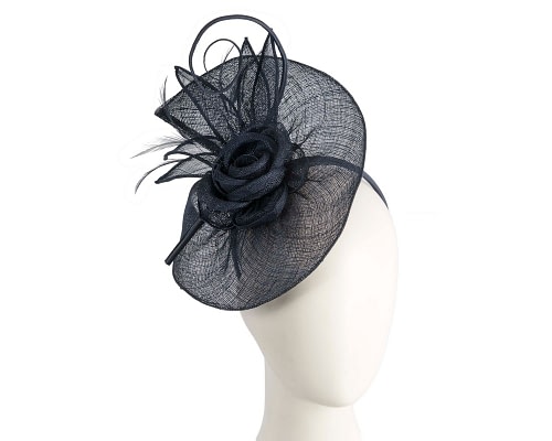 Fascinators Online - Navy racing fascinator with feathers by Max Alexander