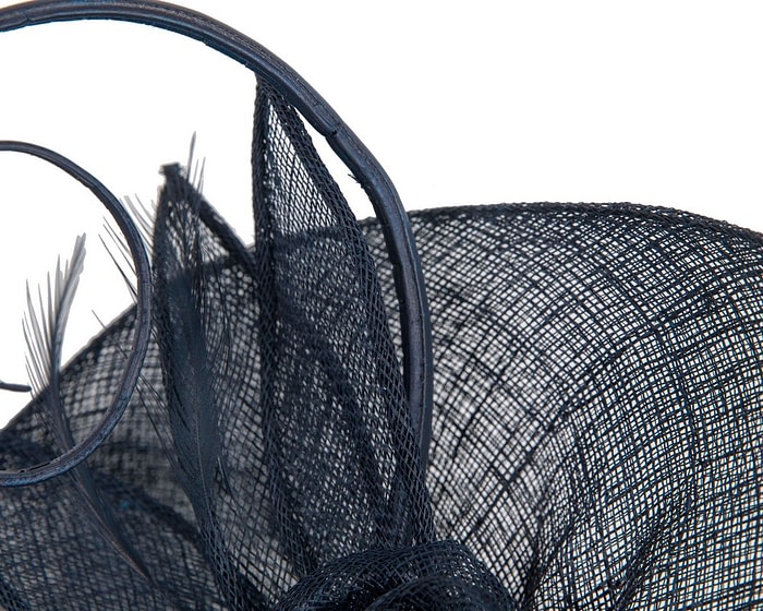 Navy racing fascinator with feathers by Max Alexander - Image 3