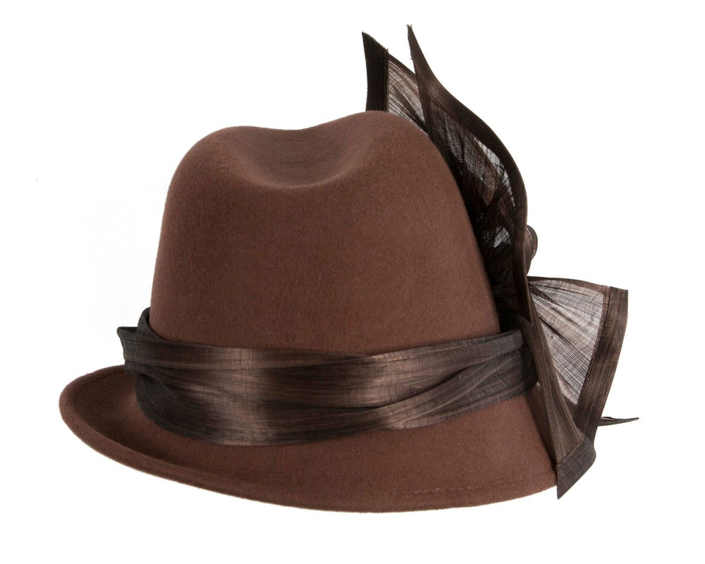 Chocolate ladies winter fashion felt fedora hat by Fillies Collection - Hats From OZ Chocolate ladies winter fashion felt fedora hat by Fillies Collection - Image 6