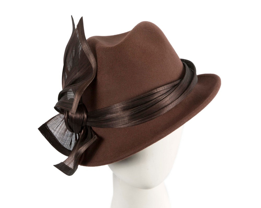 Chocolate ladies winter fashion felt fedora hat by Fillies Collection - Hats From OZ Chocolate ladies winter fashion felt fedora hat by Fillies Collection