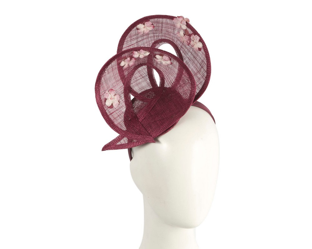 Exquisite wine-colored sinamay fascinator by Max Alexander - Hats From OZ
