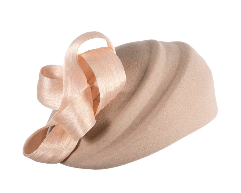 Nude winter fashion beret hat with loops by Fillies Collection - Hats From OZ Nude winter fashion beret hat with loops by Fillies Collection - Image 2