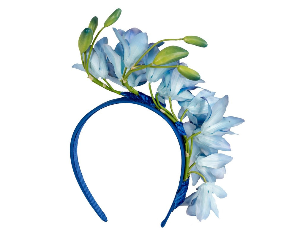 Exclusive blue flower fascinator headband by Cupids Millinery - Hats From OZ Exclusive blue flower fascinator headband by Cupids Millinery - Image 4