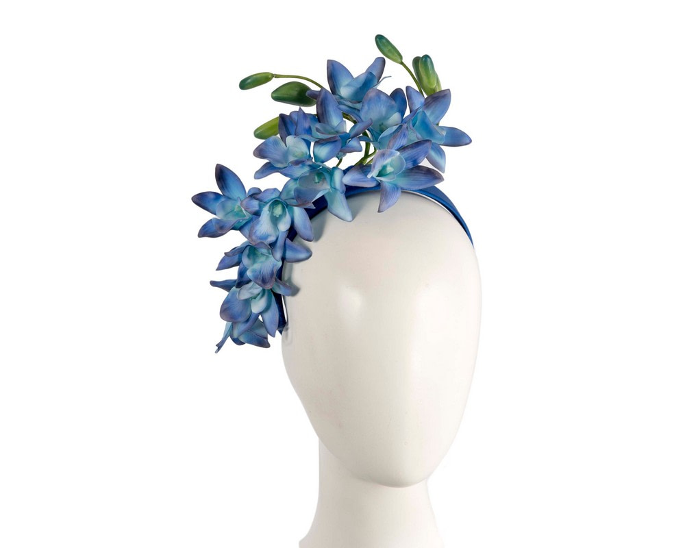 Exclusive blue flower fascinator headband by Cupids Millinery - Hats From OZ