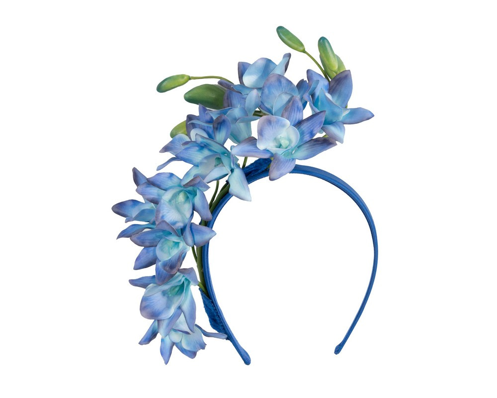Exclusive blue flower fascinator headband by Cupids Millinery - Hats From OZ Exclusive blue flower fascinator headband by Cupids Millinery - Image 2