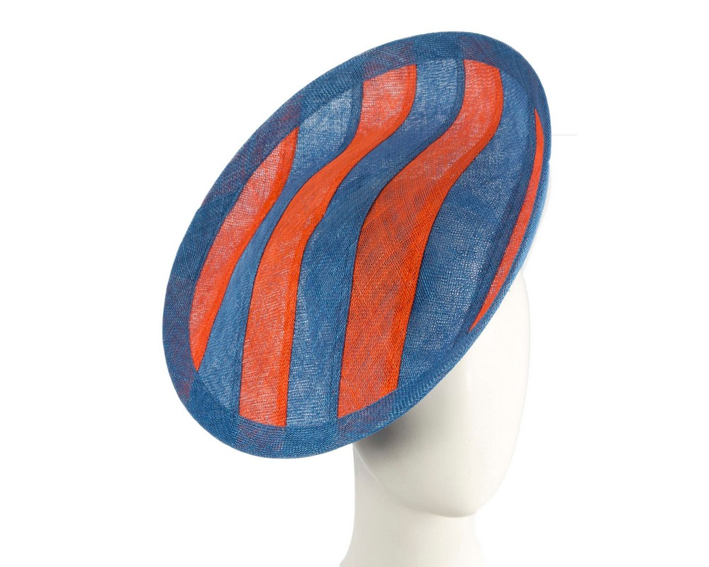 Unique Blue & Orange stripy fascinator by Max Alexander - Hats From OZ