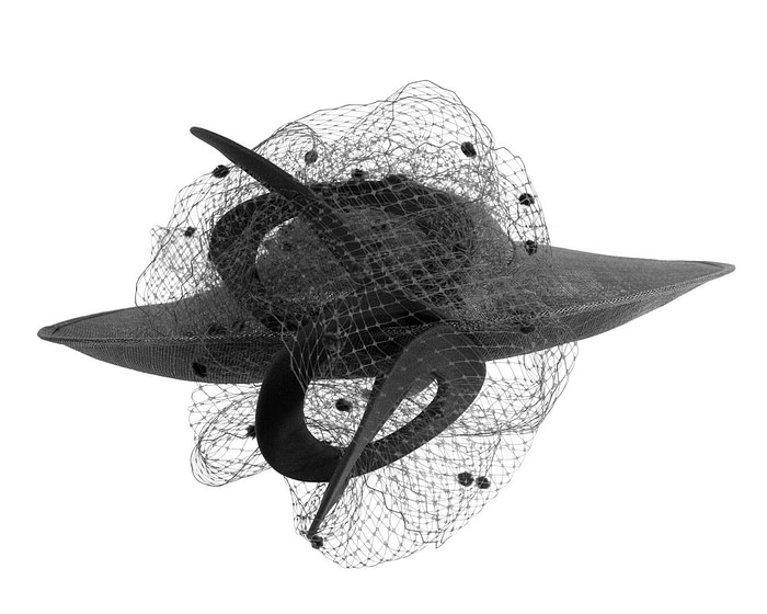 Large black racing fascinator hat by Fillies Collection - Image 3