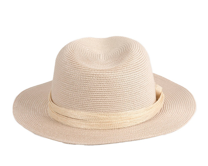 Soft beige unisex braid fedora hat - Image 6