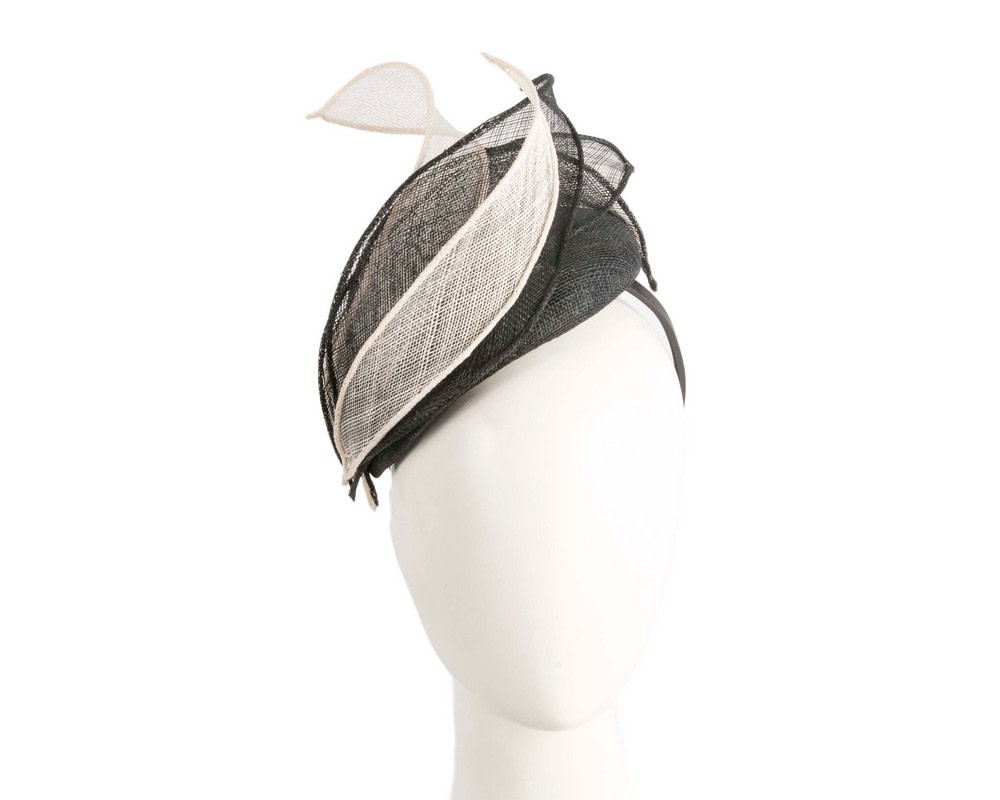 Black & Cream sinamay pillbox fascinator by Max Alexander - Hats From OZ