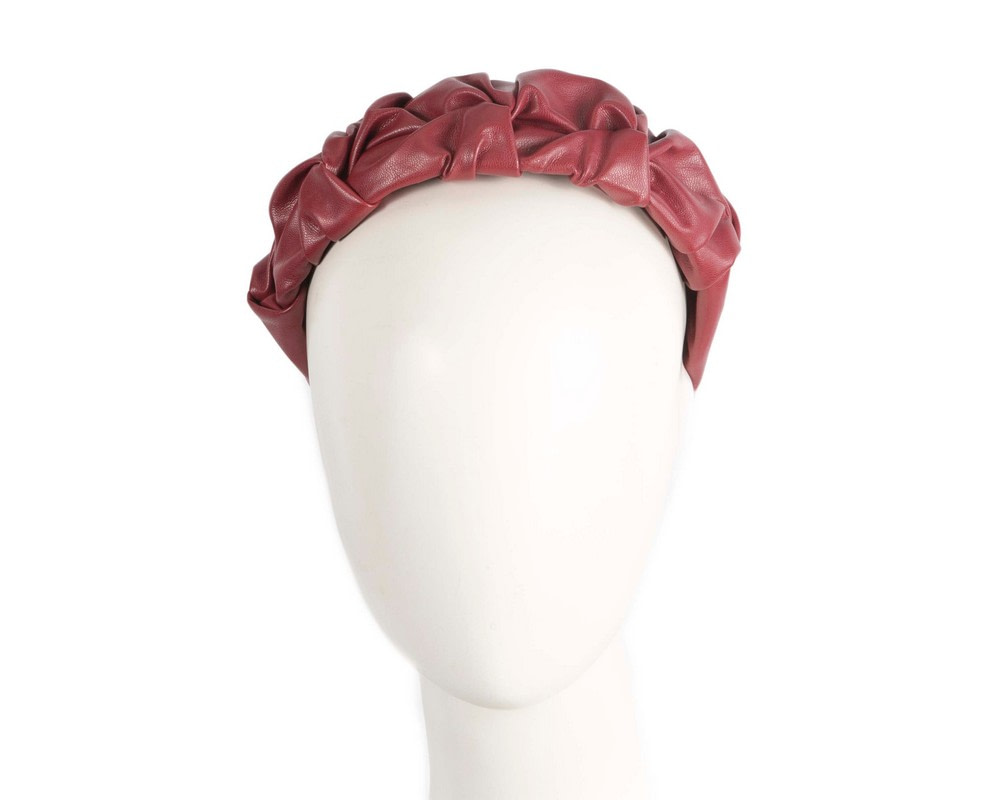 Wine-colored leather fascinator headband - Hats From OZ