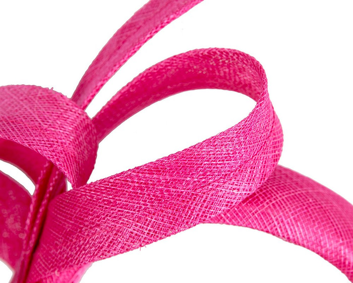 Sculpted fuchsia sinamay bow headband - Image 3