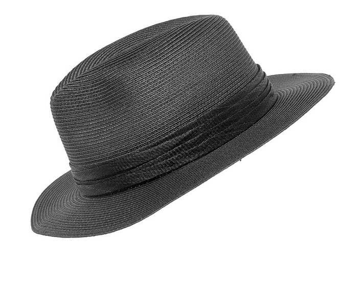 Soft black unisex braid fedora hat - Image 2