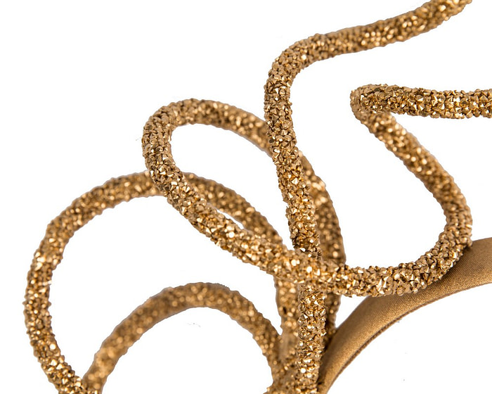 Bespoke sculptured gold fascinator by Cupids Millinery - Image 3