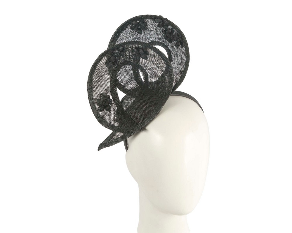 Exquisite black sinamay fascinator by Max Alexander - Hats From OZ