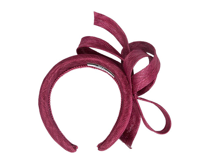 Sculpted wine-colored sinamay bow headband - Image 4
