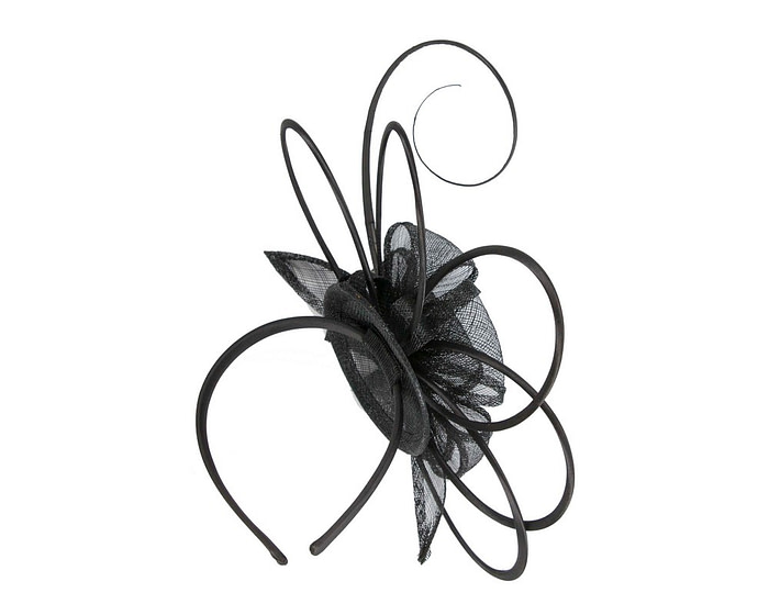 Unique black sinamay fascinator by Max Alexander - Image 4