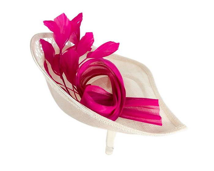 Bespoke cream & fuchsia racing fascinator by Fillies Collection - Image 3