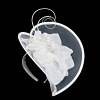 Bespoke white heart fascinator by Fillies Collection - Image 2