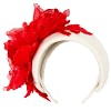 Wide cream winter fascinator with red silk flower - Image 4