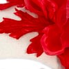 Wide cream winter fascinator with red silk flower - Image 3