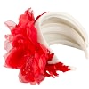 Wide cream winter fascinator with red silk flower - Image 5