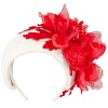 Wide cream winter fascinator with red silk flower - Image 2