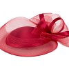 Red custom made cocktail hat by Cupids Millinery - Image 3