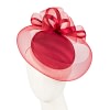 Red custom made cocktail hat by Cupids Millinery