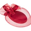 Red custom made cocktail hat by Cupids Millinery - Image 2