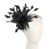 Black feather flower headband by Max Alexander