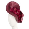 Astonishing burgundy fascinator with orchids by Fillies Collection