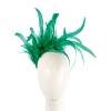 Large green feathers fascinator headband
