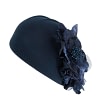 Navy Felt Beret Hat with Flower - Image 6