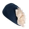 Navy Felt Beret Hat with Cream Flower - Image 6