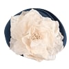 Navy Felt Beret Hat with Cream Flower - Image 4
