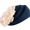 Navy Felt Beret Hat with Cream Flower - Image 2
