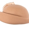 Bold Beige Felt Hat with Silk Abaca Bow - Image 3