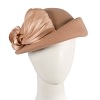 Bold Beige Felt Hat with Silk Abaca Bow