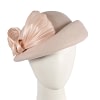 Bold Nude Felt Hat with Silk Abaca Bow
