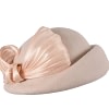 Bold Nude Felt Hat with Silk Abaca Bow - Image 2