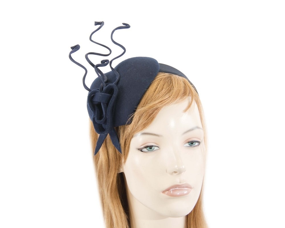 Navy felt winter racing fascinator